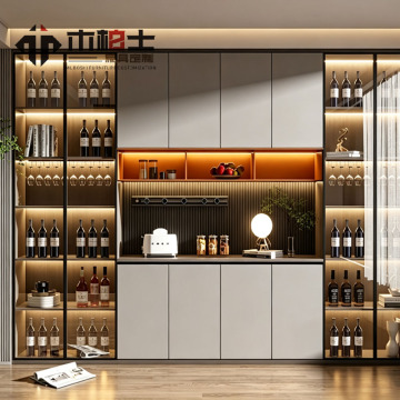Vitrina de vino moderna con exhibición de vidrio