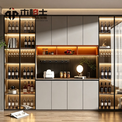 Vitrina de vino moderna con exhibición de vidrio