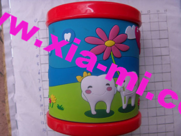 well design embossed cute tooth pattern 2D soft pvc beer mug
