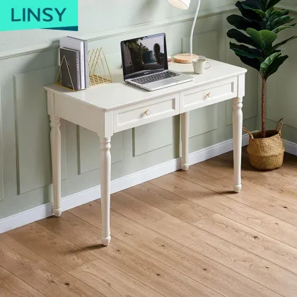 Linsy White Modern Corner Computer Desk for Home Office