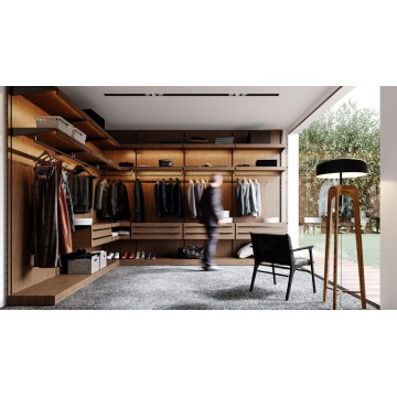 Guarda -roupa elegante com prateleiras abertas para a vida moderna
