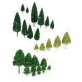 27pcs Model Tree 3-16cm Green Train Railroad Architecture Diorama HO O Scale for DIY Crafts or Building Models