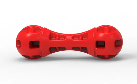 Durable Rubber Food-Dispensing Dumbbell Dog Toy