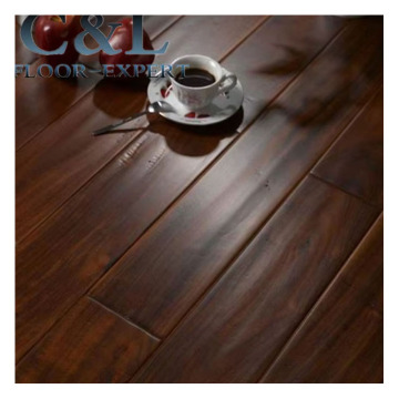 Mocha Color Prefinished UV Varnished Hand Scraped Acacia Solid Hardwood Flooring