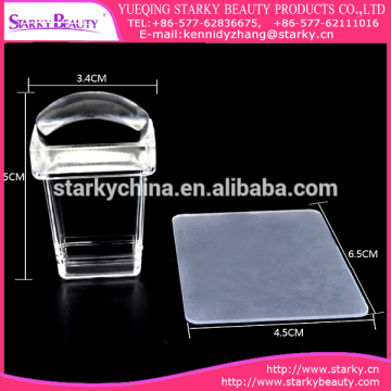 2016 Jelly Stamper Pure Transparent Head Nail Art Stamper Plastic Stamp Scraper Transfer Nail Art Templates