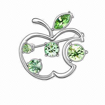 Brooch for men, made alloy with crystal, swarovski elements