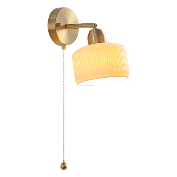 Minimalist Design LED Wall Lamp for Bedroom - American Copper Aisle Light with Switch