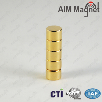 Gold coating disc neodymium magnets for Jewelry
