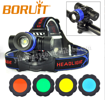 Newest Zoom 4 Color Lamp Led Headlamp With Red Green Blue Yellow Glass