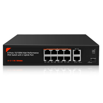 8 Port 10/100M PoE Ethernet Switch with 48V VLAN Support for CCTV IP Cameras