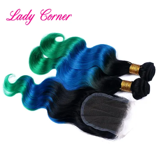 Shedding free 100% Brazilian human hair Omber green hair