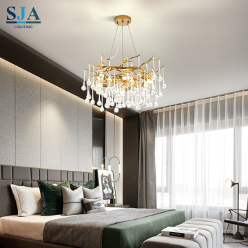 Modern Luxury Waterproof Round Golden Water Drop Hanging Lamp