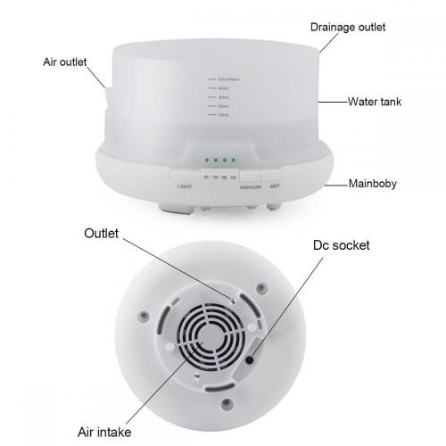 500ml Mist Electric Humidifier White Oil Diffuser Aroma