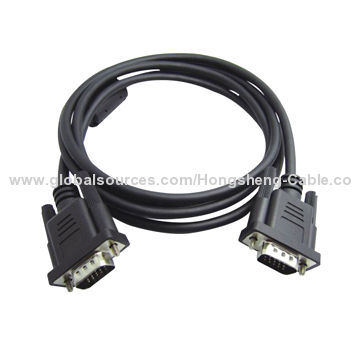 VGA/Male to Male Computer Cable, Three-row 15-pin DE-15 Connector