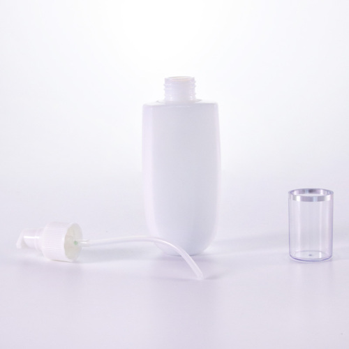 Opal White Glass Bottle With Clear Overcap