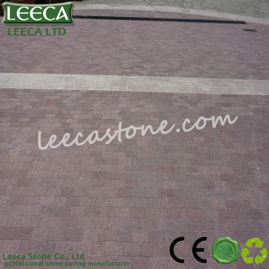 Red porphyry rectangle pattern paving stone