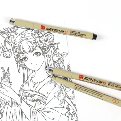 Tube Pen Art Hand Drawing Line Sketch Set