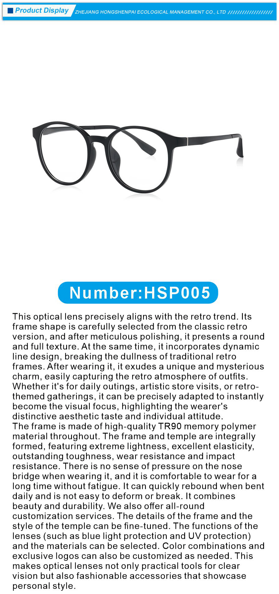 CE Certified TR90 Optical Glasses