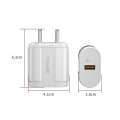 Indien QC3.0 18W USB Smart Charger Adapter White