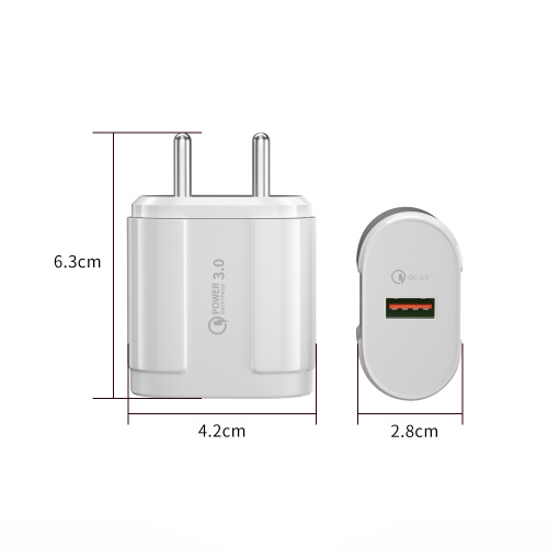 Carregador de parede USB India Plug 18 W QC 3.0