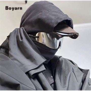Boyarn ponadprzeciętny unisex Future Tech Y2K punk Rimless Uv400 Sunglasses