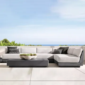 Morden Simple Metal Outdoor L-shape Sofa Set Anti-corrosion Aluminum Sectional Sofas Patio Garden Sofa