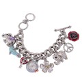 Colori moda bracciale in metallo cuore ciondolo Multi donne Dress Watch orologio al quarzo