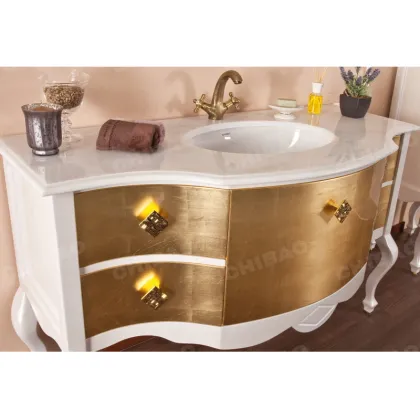 Fashion Style Wooden Frame Marble Countertop Bathroom Cabinet Combination