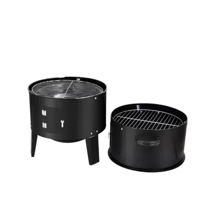 Barrel-shaped BBQ smoked stove outdoor charcoal barbecue stove household small smoked grilled barbecue stove