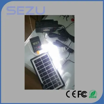 Multi-Functional Portable Rechargeable Battery Lighting System Power Bank Solar Kit with 5W Solar Panel