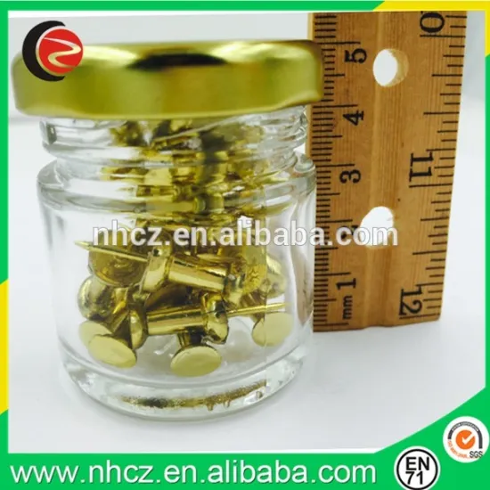 Gold Drawing Pin in Mini Glass Bottle