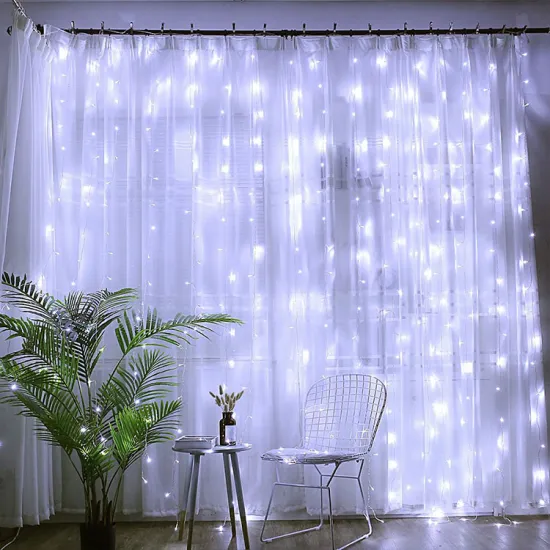White LED Curtain Fairy String Christmas Lights