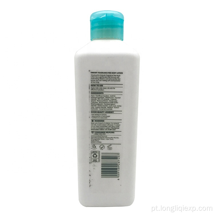 loção corporal de absorção rápida sem fragrância natural