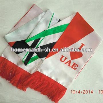 2015 football scarf, satin colorful printing, promotional soccer scarf, made in China