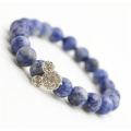 Sodalite Gemstone Bracelet with Diamante alloy Mickey Piece