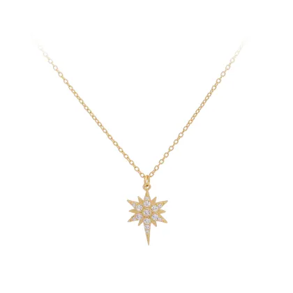 S925 Sterling Silver Inlaid Stones Star Pendant Fashionable