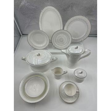 Family sharing ceramic tableware