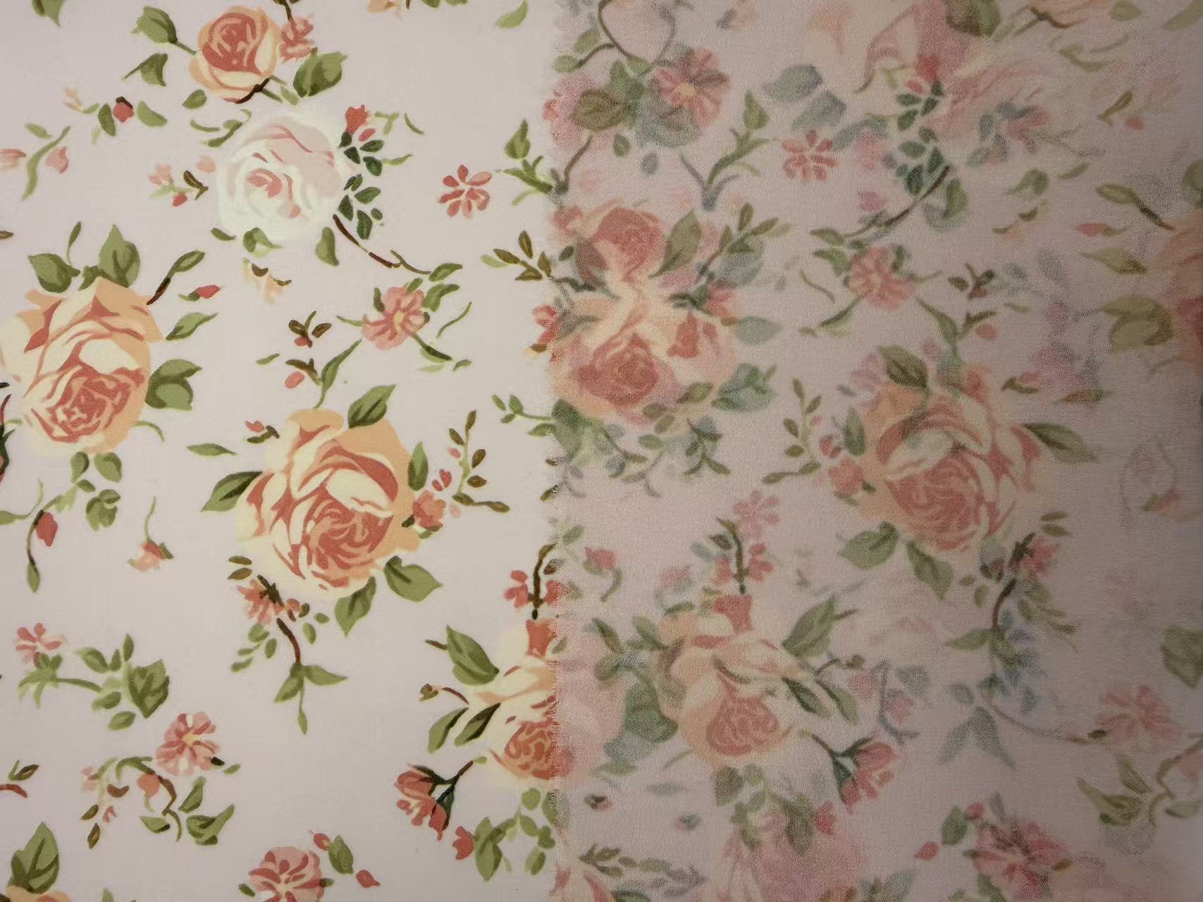 Rose Floral Print Woven Chiffon