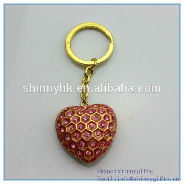 Red heart lovers key chain with diamond for girls SI-SCK20140029