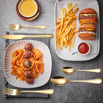 Classical Wedding Party Stainless Steel Gold Plated Spoon Fork Set