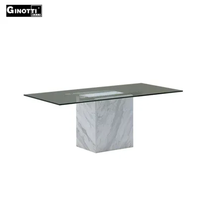 Luxury rectangular tempered glass dining table