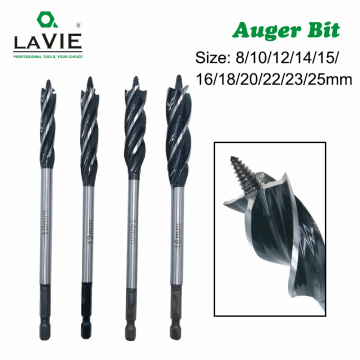LAVIE 8 to 25mm Wood Twist Bit Auger Drill Bits four Cutters Drilling Cut for woodworking DB03020A