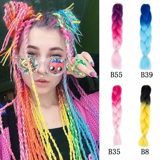 Atacado Xpression 24 inch 100gYaki kanekalons New Synthetic Ombre  Jumbo-Hair-braid For Braids Crotchet Braiding Hair Extension