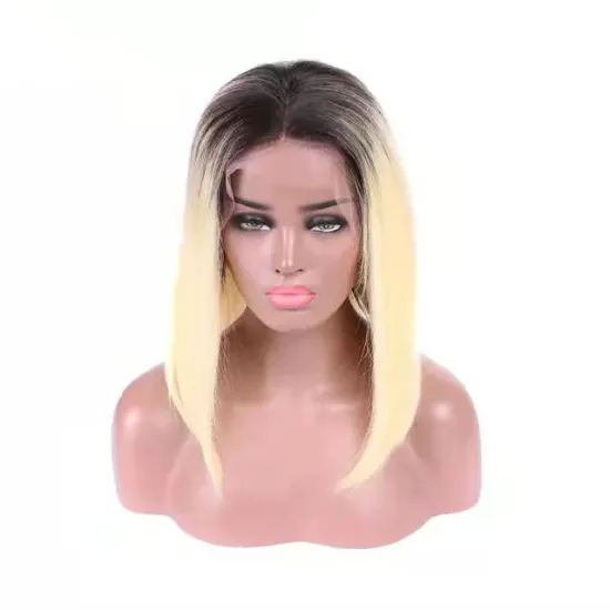 613 Bob Lace Front Wigs Brazilian Hair Black to Blonde 2 Tone Colored Wigs Glueless Real Human Hair Wigs for Women