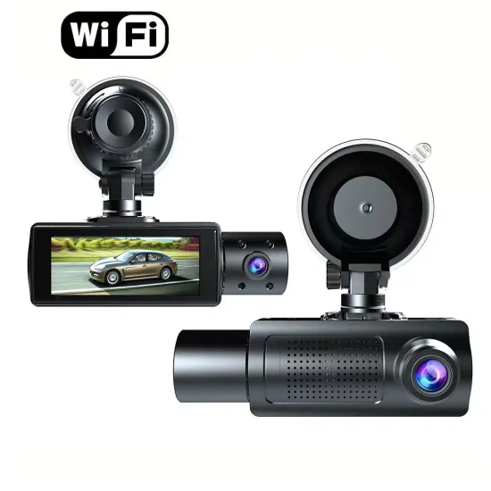 1080P Front Inside Car Dash Camera with 3.16" LCD, Night Vision, WiFi, and Motion Detection