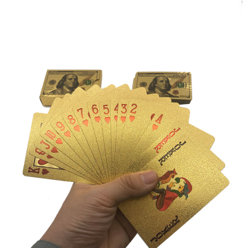 RTS Su Geçirmez Dolar Plastik 24K Altın Kaplama Oyun Kartları - Dubai Poker Oyunu