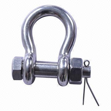 Stainless steel US type safety pin bow shackle, high gloss polished surface
