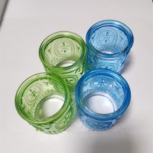 Каляровы шкляны сіні зялёны трымальнік свечкі