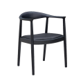 Modern Solid Wood Dining Arm Chair with Upholstered Leather Seat for Restaurant Cafe Hotel
