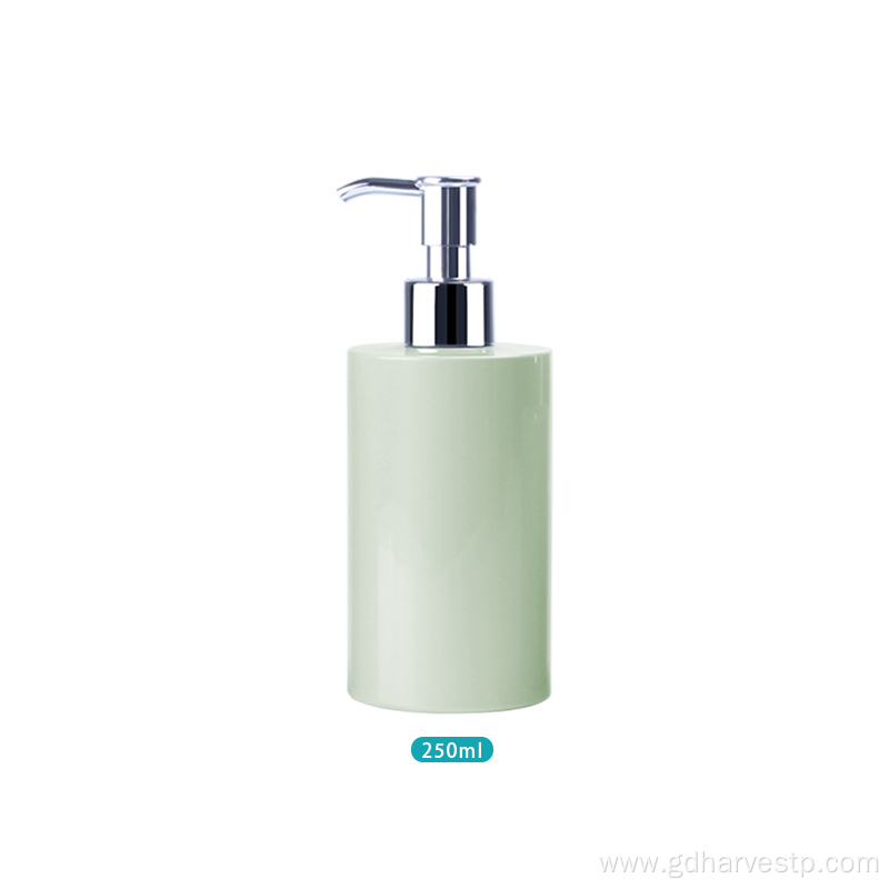 Cylinder Green 200ml 250ml Lotion Bottle With Pump